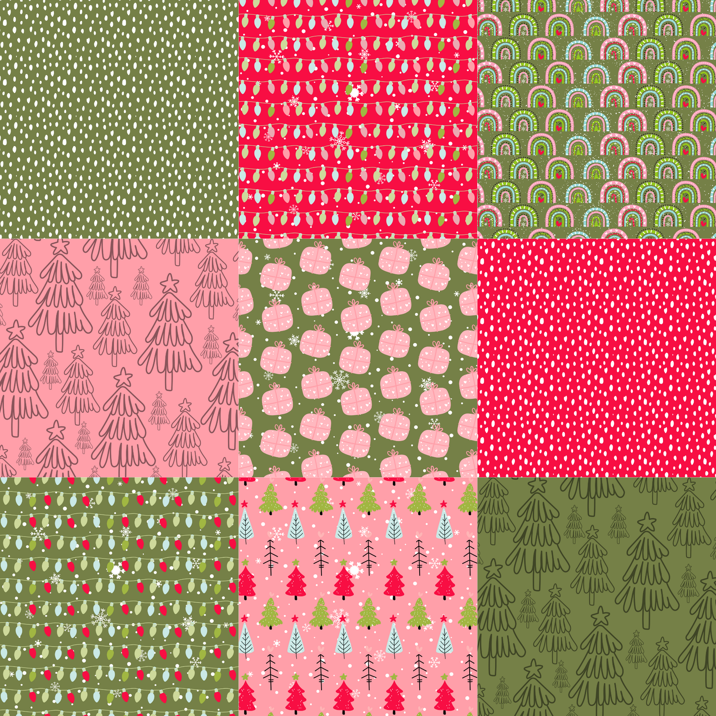 Printed Vinyl - Retro Pink Christmas