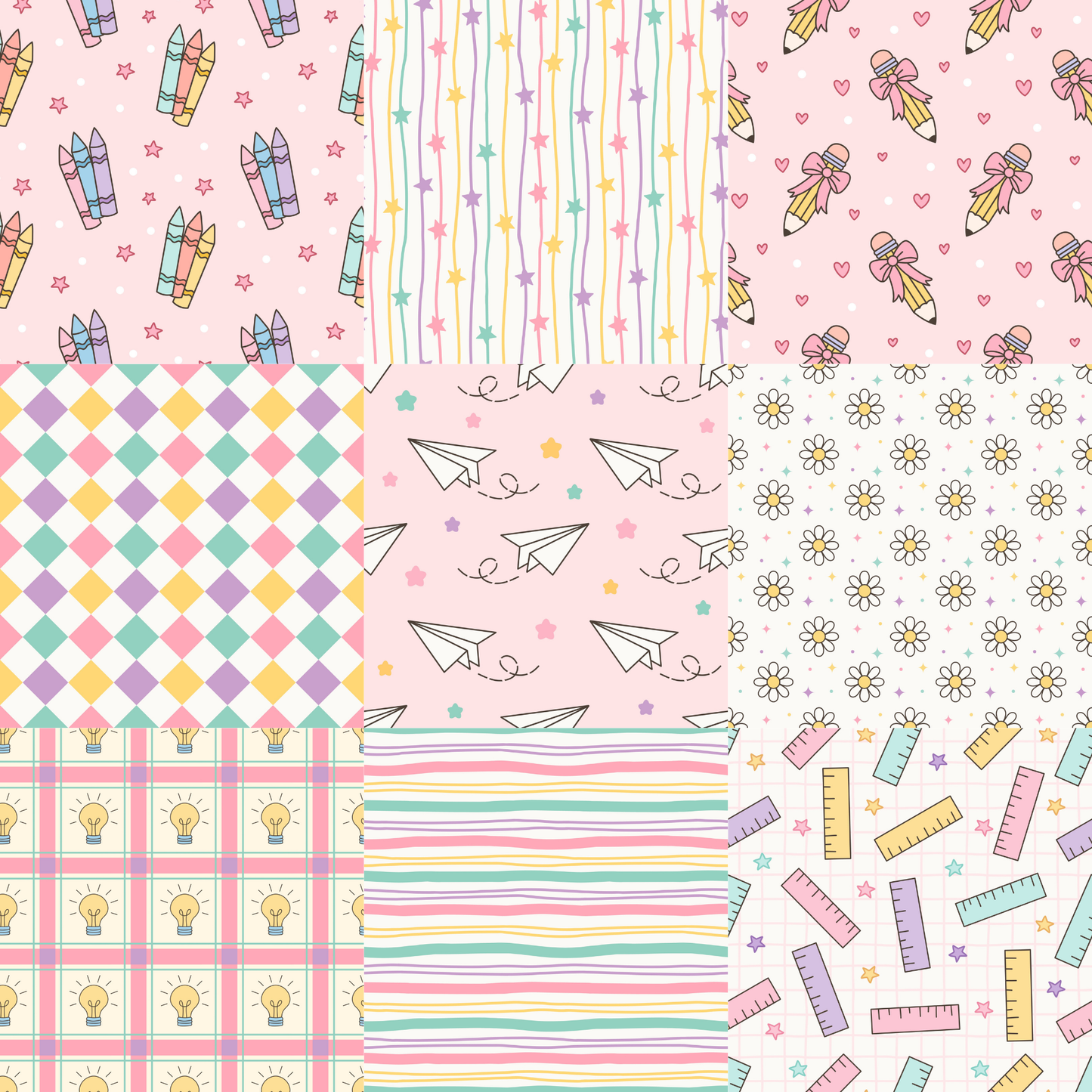 Printed Vinyl - Back to School - Pastel