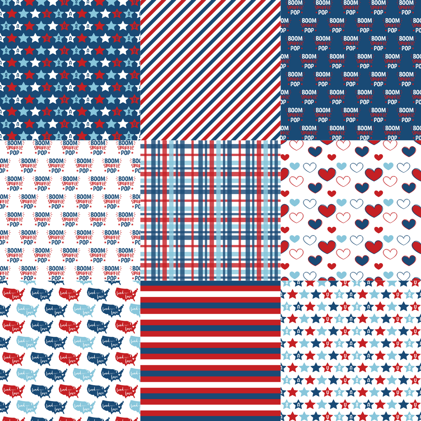 Printed Vinyl - 4th of July - Boom, Sparkle, Pop