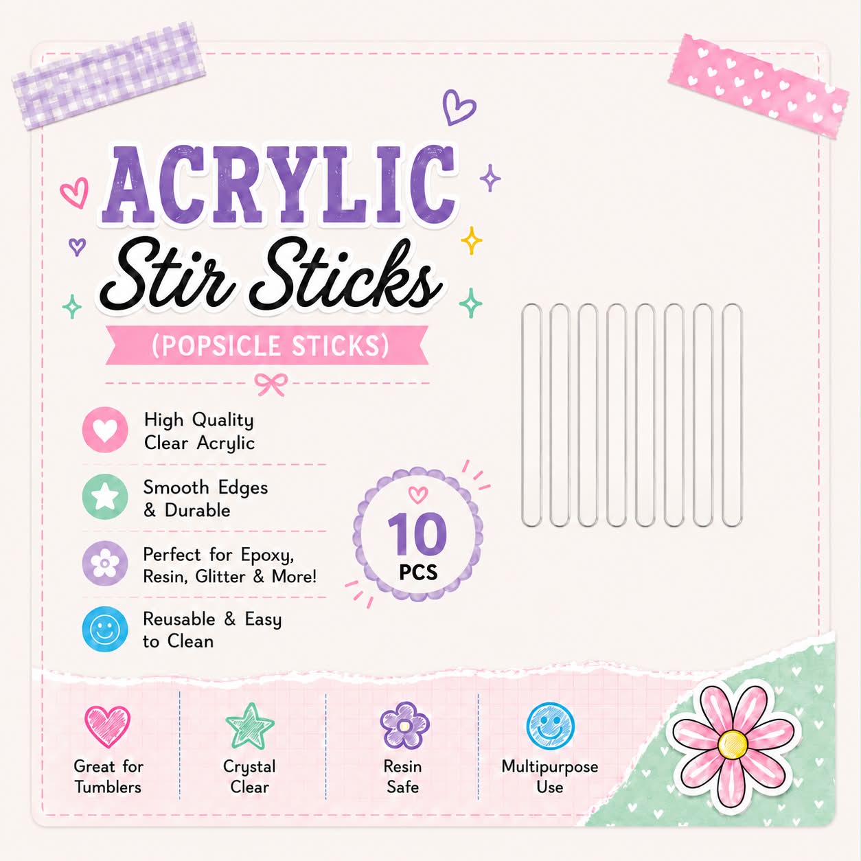 Acrylic Blank - Stir Stick (Set of 10)