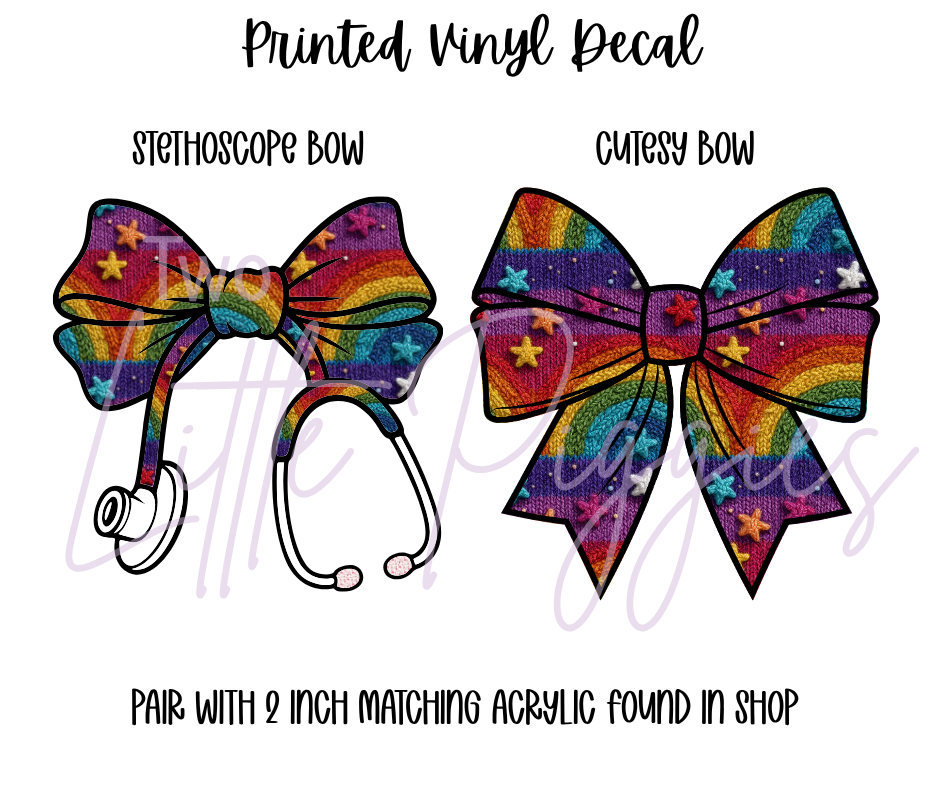 Printed Vinyl - Embroidered Rainbows