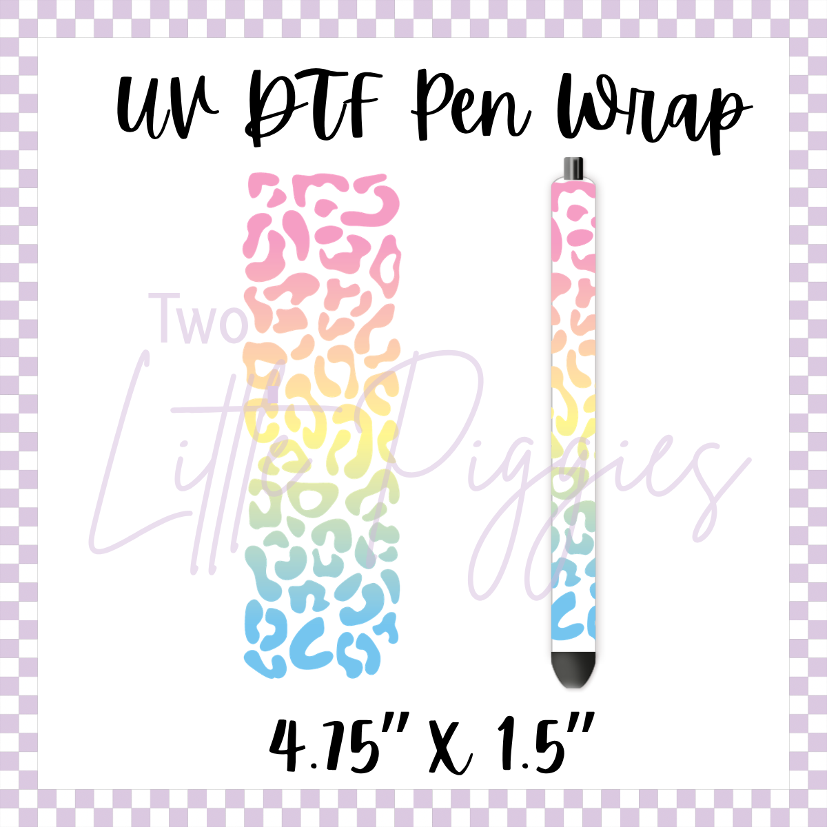 UV DTF - Pen Wrap - Pastel Rainbow Gradient Leopard