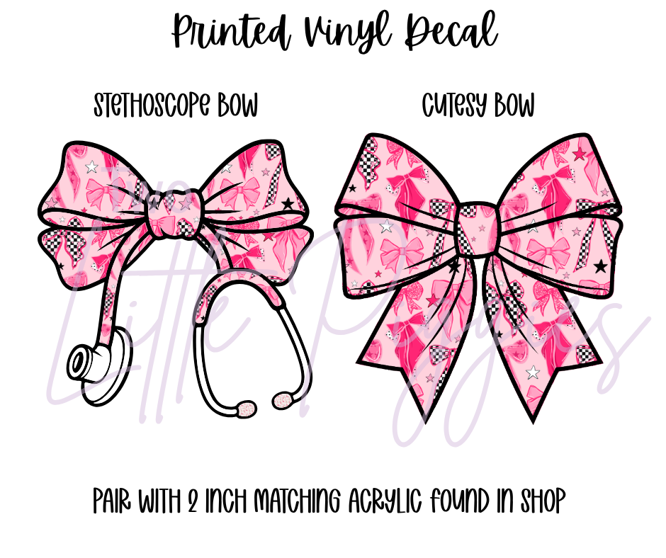 Printed Vinyl - Checker and Pink Bows