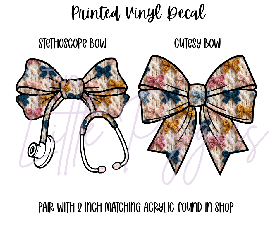 Printed Vinyl - Embroidered Bows