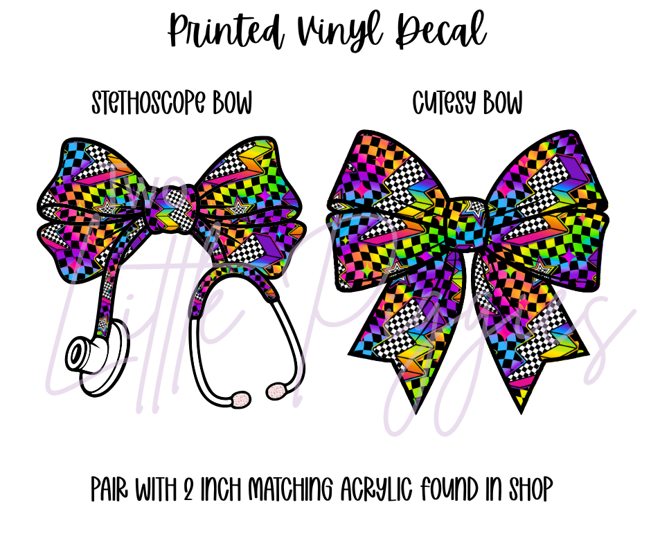 Printed Vinyl - Rainbow Checkers Bolts