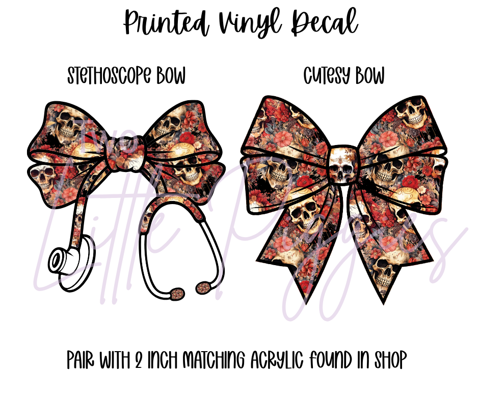 Printed Vinyl - Red Floral Skulls