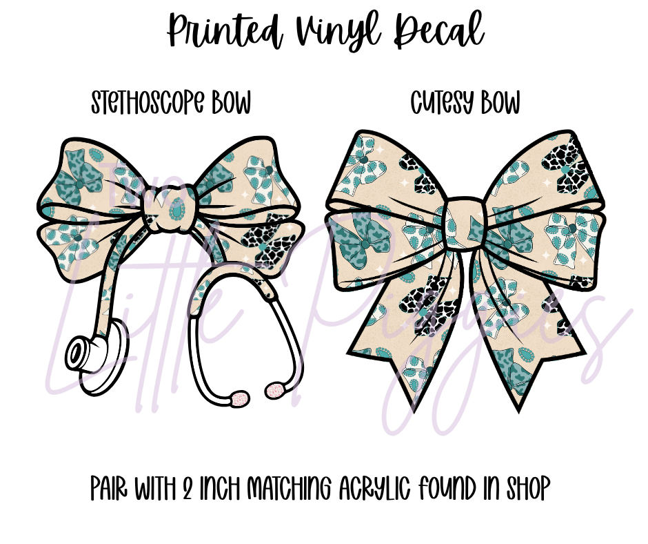 Printed Vinyl - Western Teal Bows