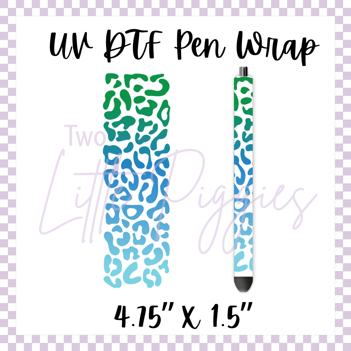 UV DTF - Pen Wrap - Blue Gradient Leopard