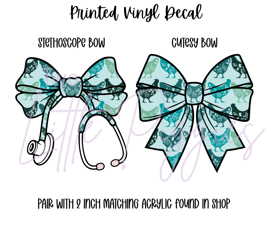 Printed Vinyl - Characters - Teal Chickens