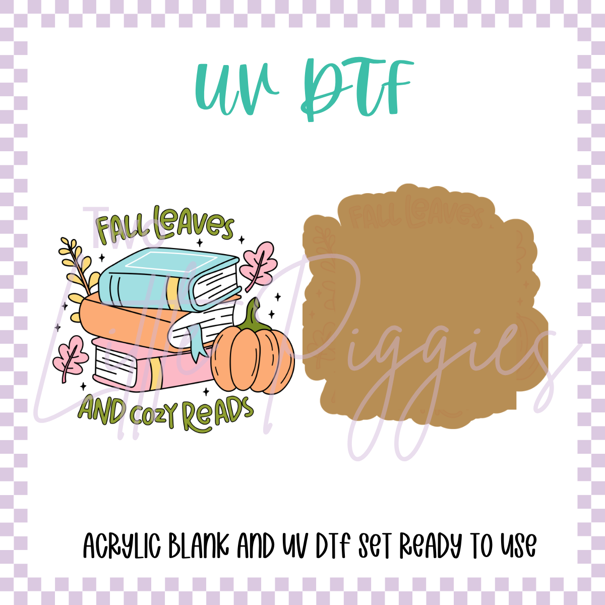 UV DTF - Acrylic Blank and Decal - 2 inch - Fall Leaves and Cozy Reads