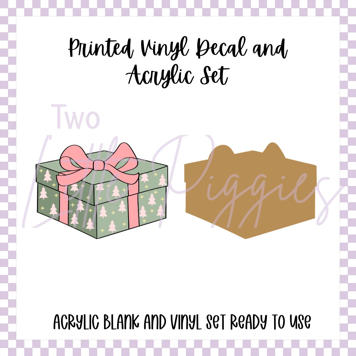 Printed Vinyl and Acrylic Set - Retro Christmas Present Pink and Green
