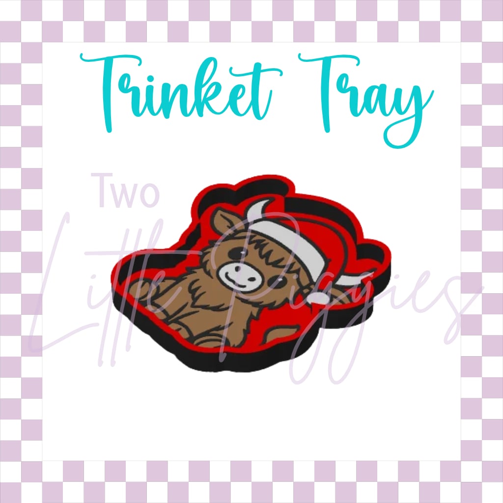 3D Printed - Trinket Tray - Santa Hat - Highland Cow