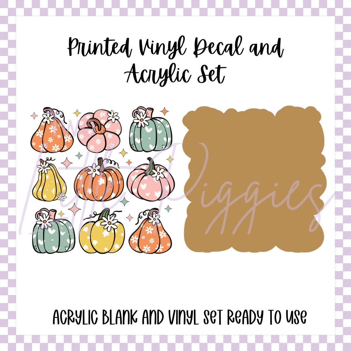 Printed Vinyl and Acrylic Set - Pumpkins with Flowers