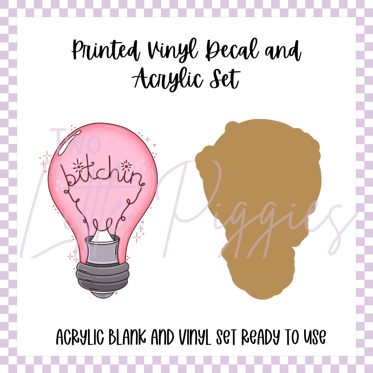 Printed Vinyl and Acrylic Set - B**chin Lightbulb