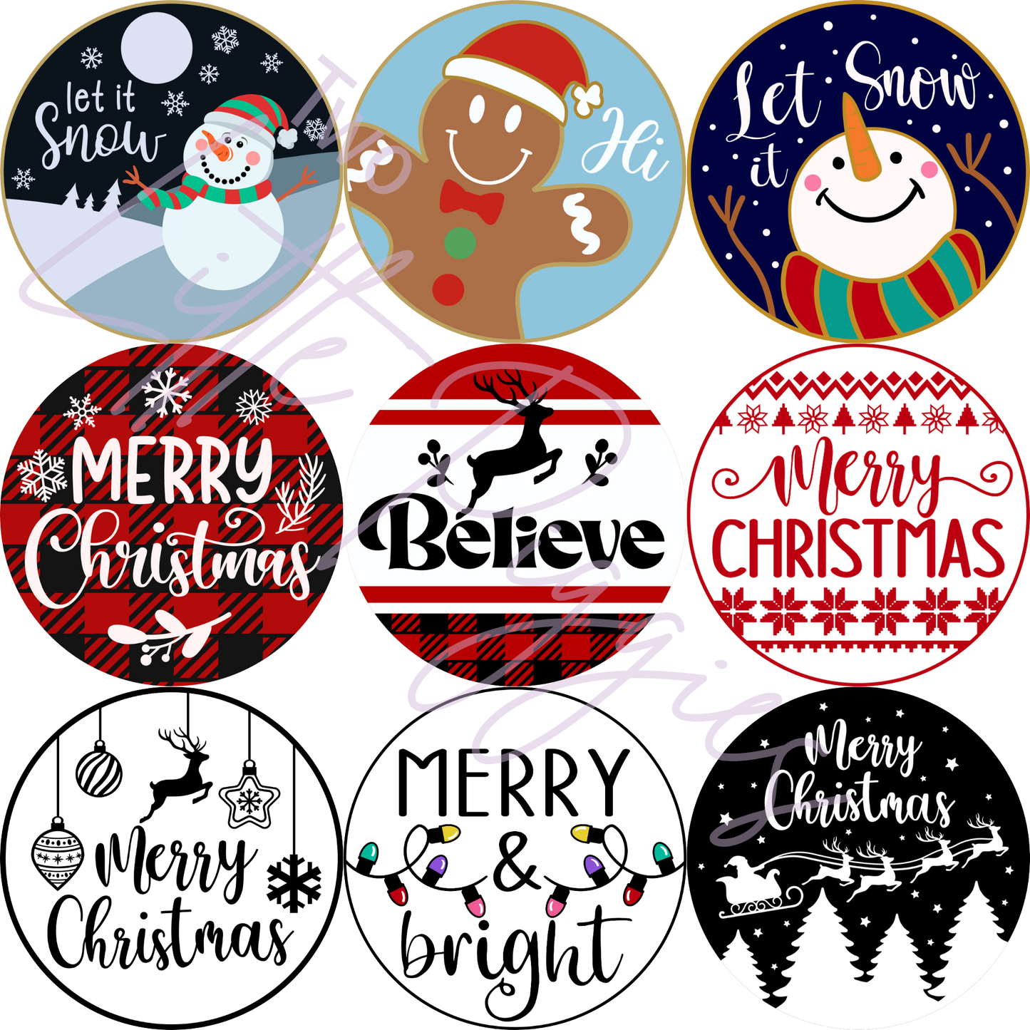 Round Ornament Sheets - Let it Snow