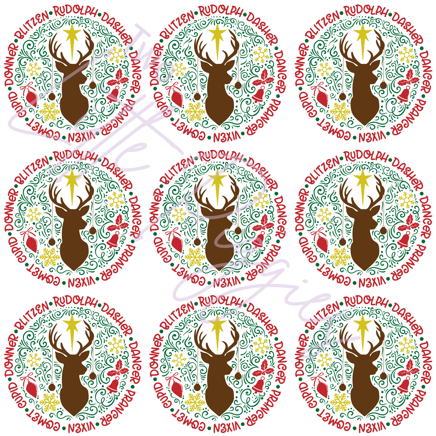 Round Ornament Sheets - Reindeer