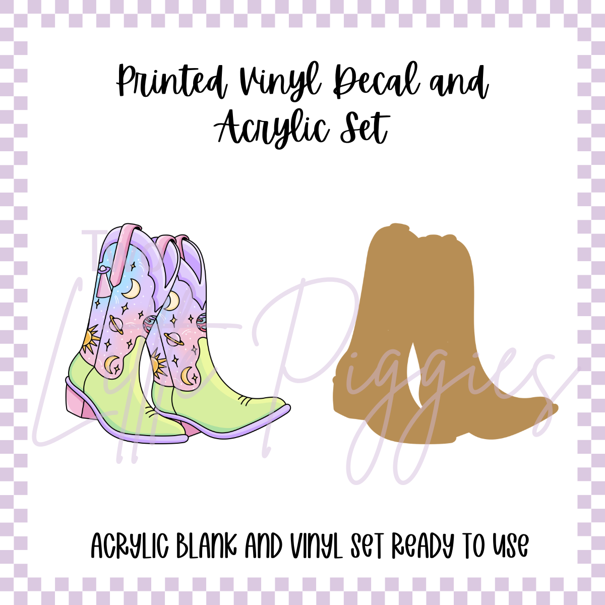 Printed Vinyl and Acrylic Set - Space Cowgirl Boot