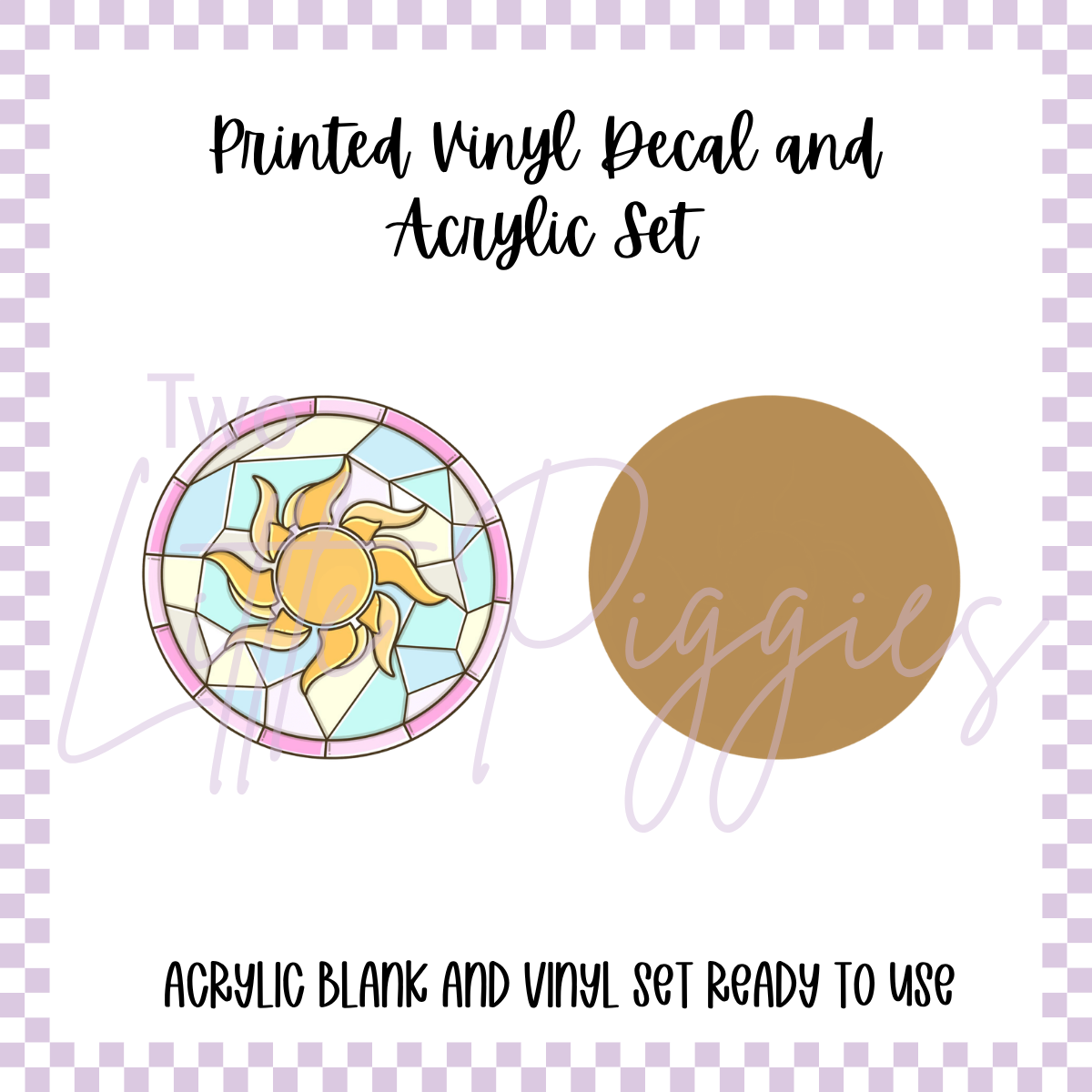 Printed Vinyl and Acrylic Set - Stained Glass Sun - Pink