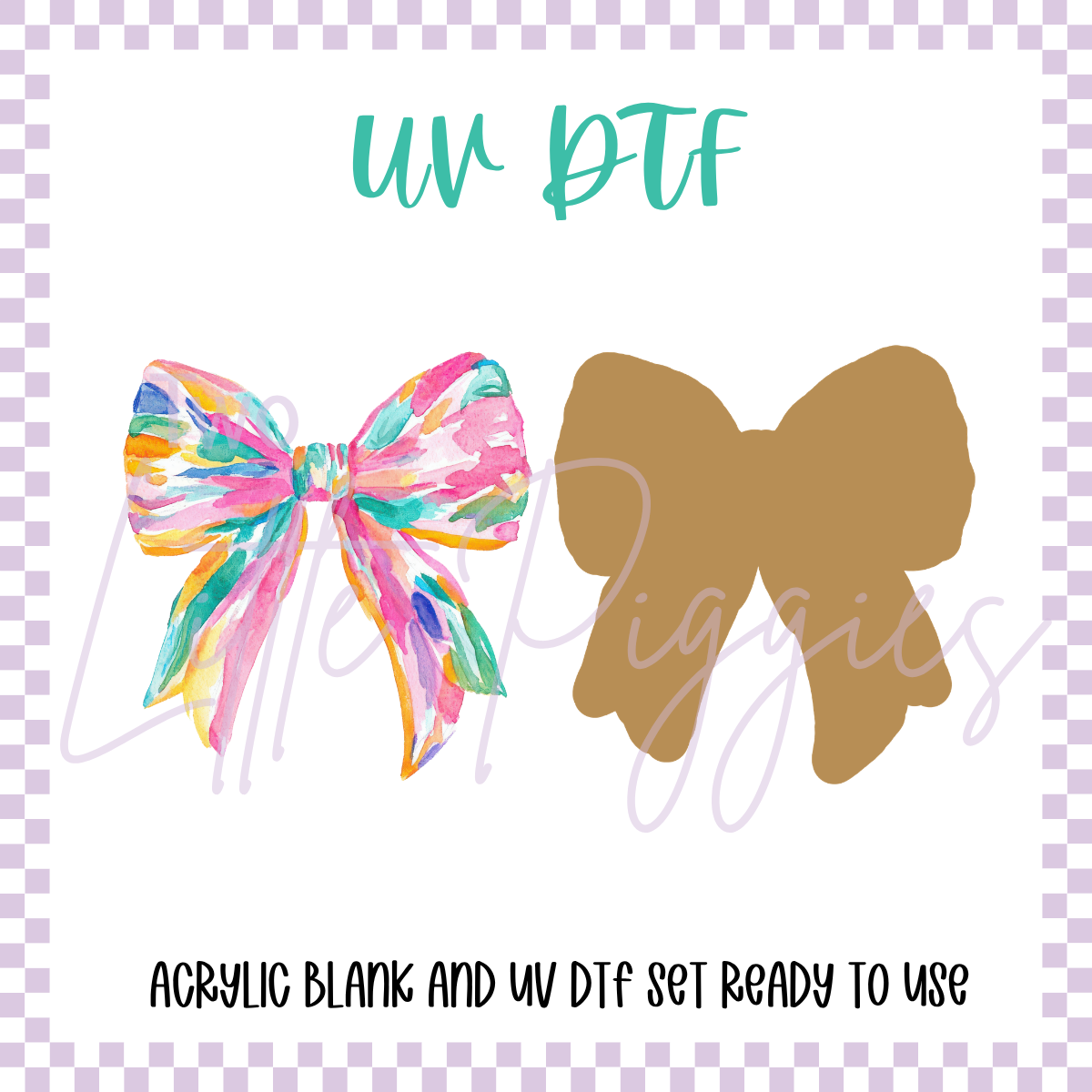 UV DTF - Acrylic Blank and Decal - 2 inch - Watercolor Bow