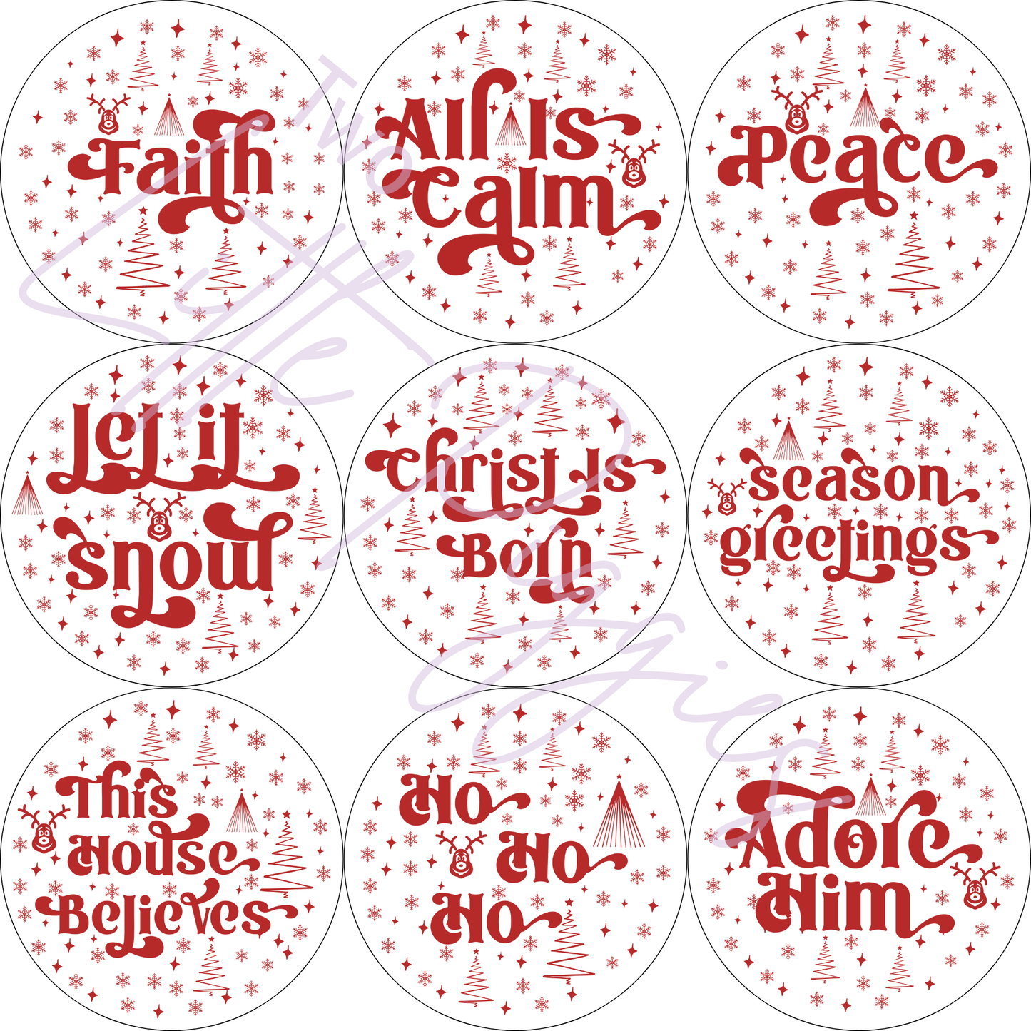 Round Ornament Sheets - Christmas Words