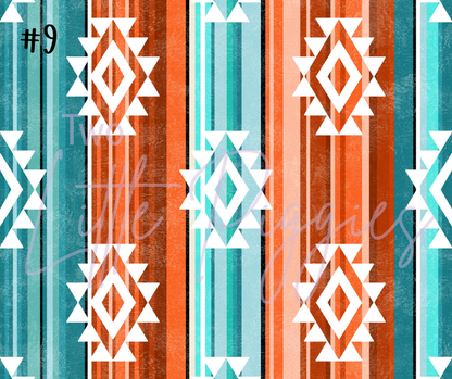 Printed Vinyl - Orange Turquoise Aztec