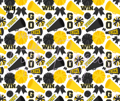 Printed Vinyl - Cheer - Yellow and Black