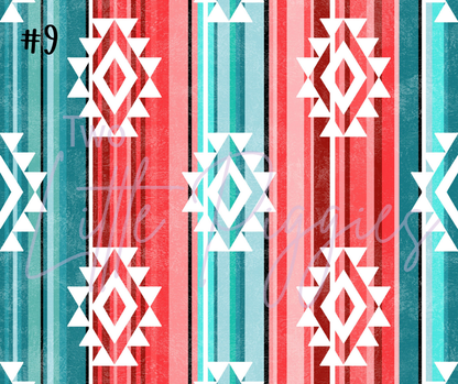 Printed Vinyl - Coral Aqua Aztec