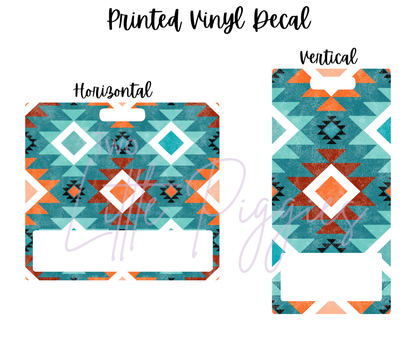 Printed Vinyl - Orange Turquoise Aztec