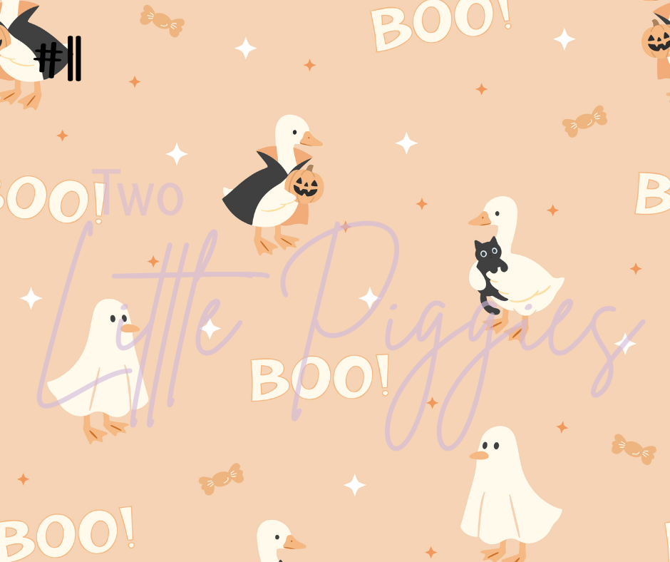 Printed Vinyl - Halloween Spooky Goose - Pink and Orange