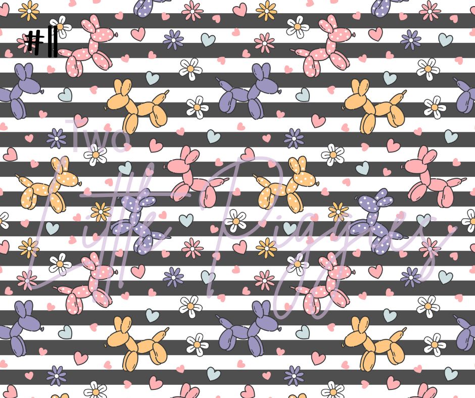 Printed Vinyl - Retro Balloon Dog - Purple