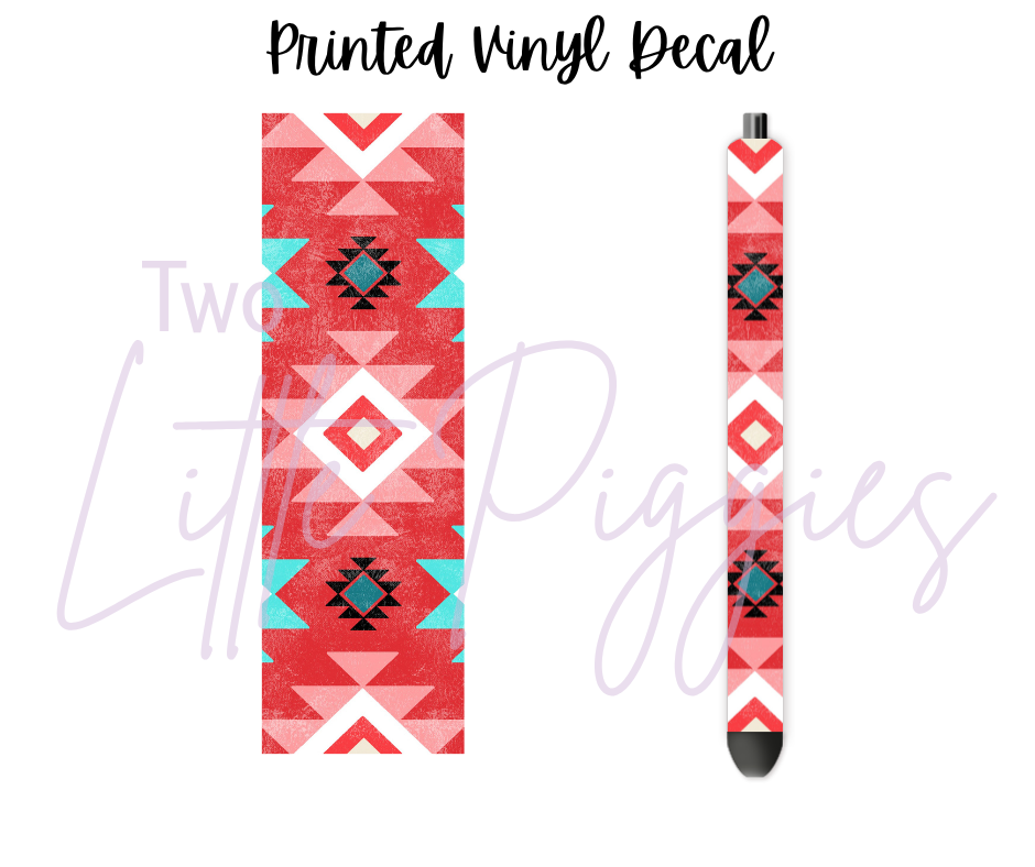 Printed Vinyl - Coral Aqua Aztec