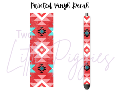 Printed Vinyl - Coral Aqua Aztec