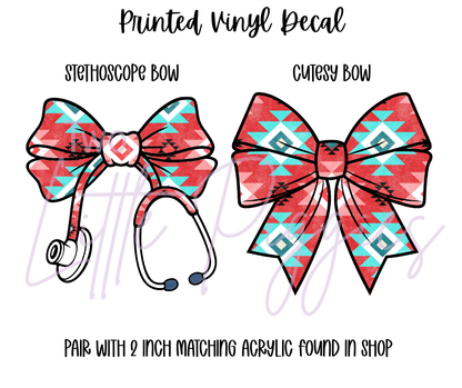 Printed Vinyl - Coral Aqua Aztec
