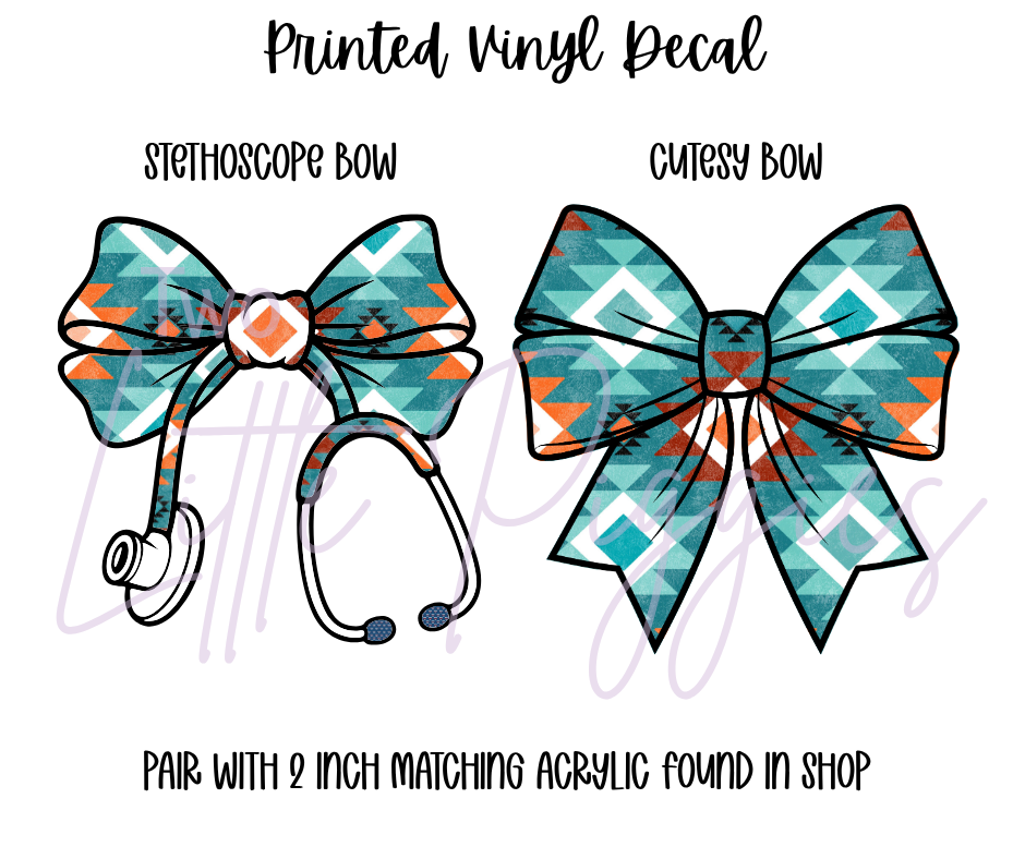 Printed Vinyl - Orange Turquoise Aztec