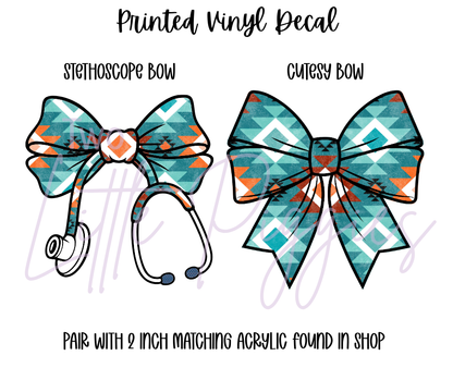 Printed Vinyl - Orange Turquoise Aztec