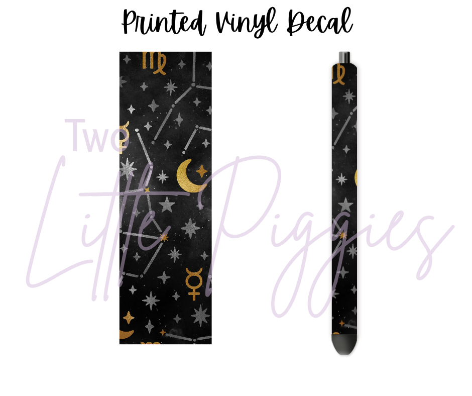 Printed Vinyl - Pisces - Black and Gold