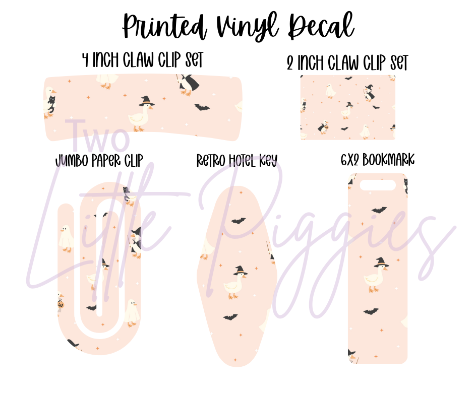 Printed Vinyl - Halloween Spooky Goose - Pink and Orange