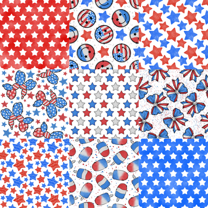 Printed Vinyl - 4th of July - Stars and Bows