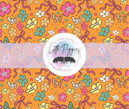 Printed Vinyl - Orange Boho Flowers