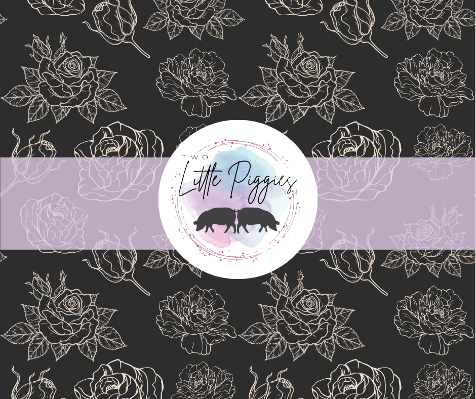 Printed Vinyl - Black and Cream Roses