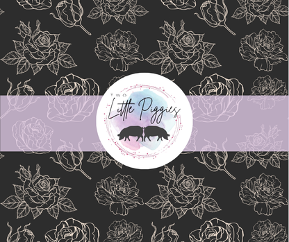 Printed Vinyl - Black and Cream Roses