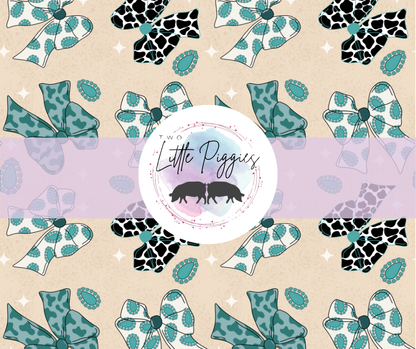 Printed Vinyl - Western Teal Bows