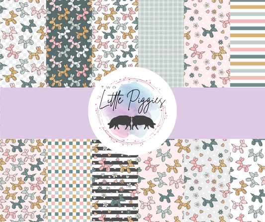 Printed Vinyl - Retro Balloon Dog - Teal