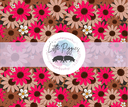 Printed Vinyl - Brown and Pink Flowers