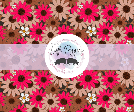 Printed Vinyl - Brown and Pink Flowers