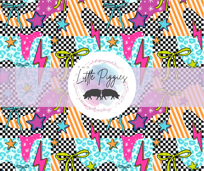 Printed Vinyl - Grunge Checkered Leopard