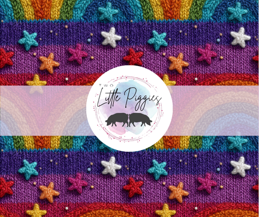 Printed Vinyl - Embroidered Rainbows