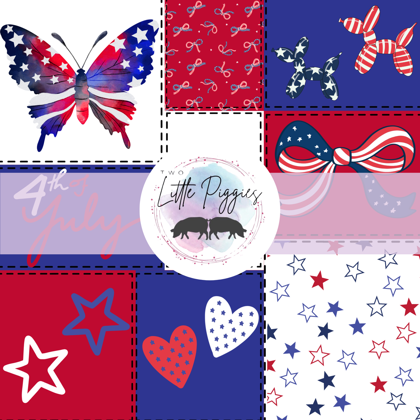 Printed Vinyl - Patchwork - 4th of July