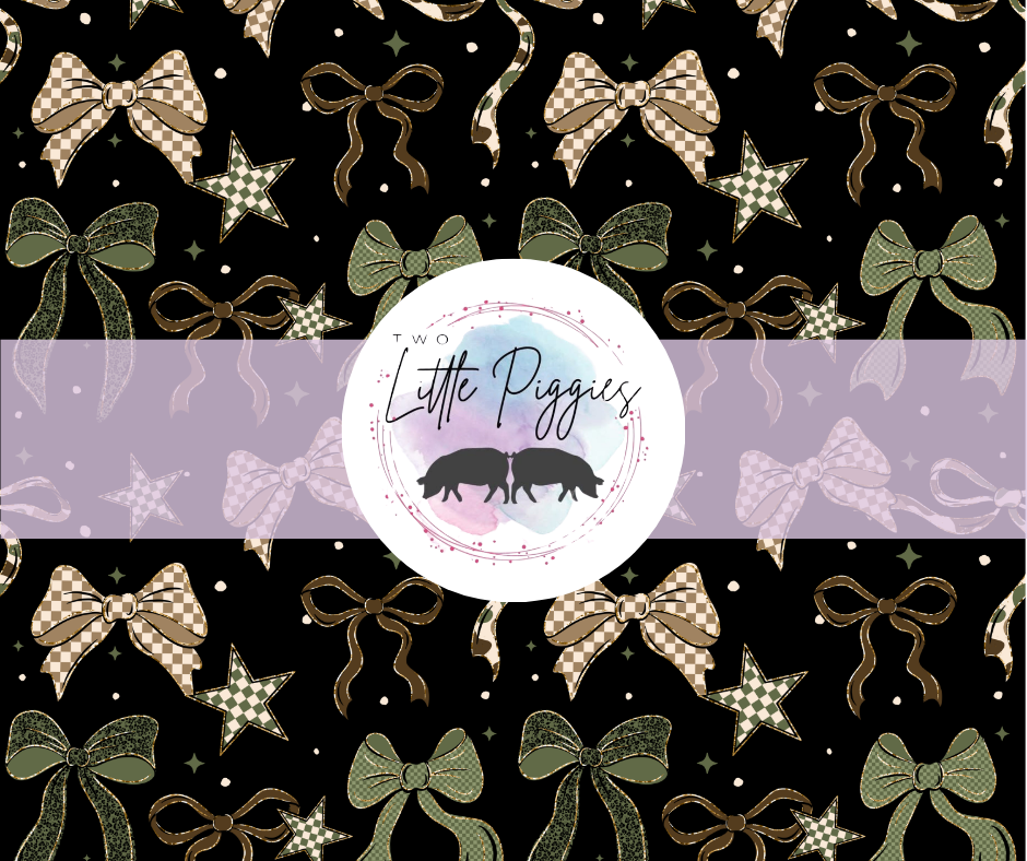 Printed Vinyl - Brown and Green Bows