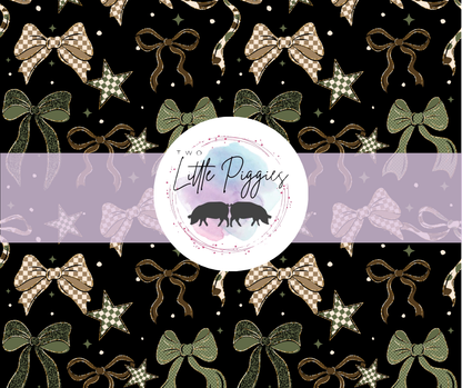Printed Vinyl - Brown and Green Bows